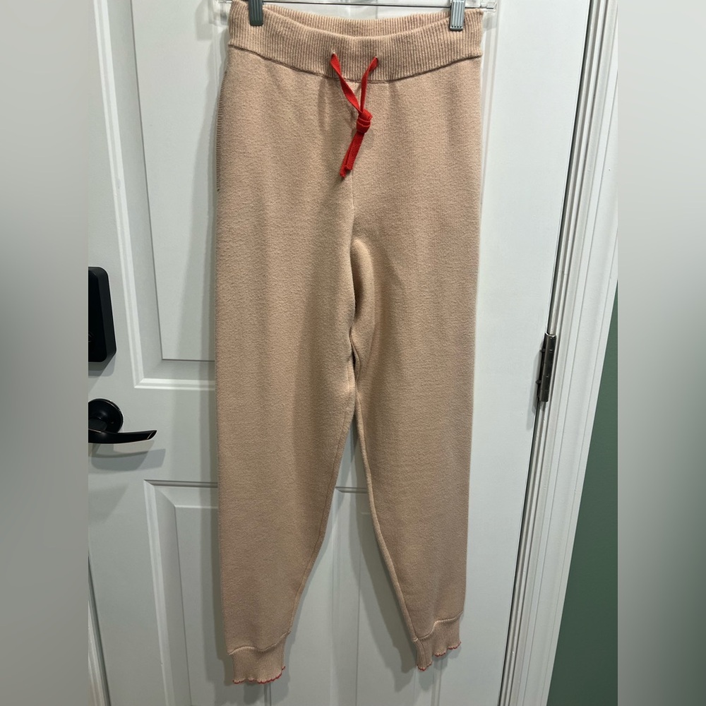Stitches and stripes tan jogger pants